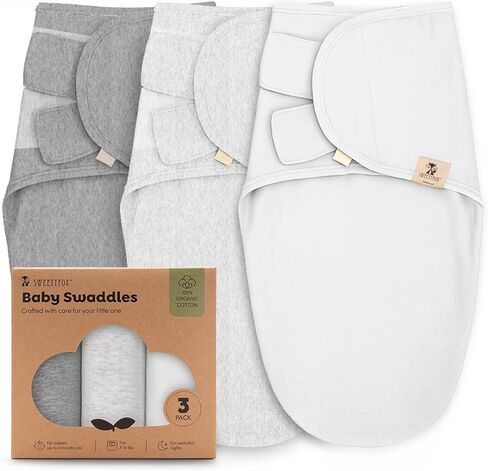 Sweety Fox 3-Pack Organic Baby Moaddle Sleep Sacks-القماشات للحديدين الجدد ، ورضيع 0-3 أشهر ، والبنات الصغيرة ، والبنين ، وأكياس النوم الوليدة الناعمة والحيوانية ، وبطانيات الحضانة ، وإغلاق Velcro (dagonfly) in Kuwait