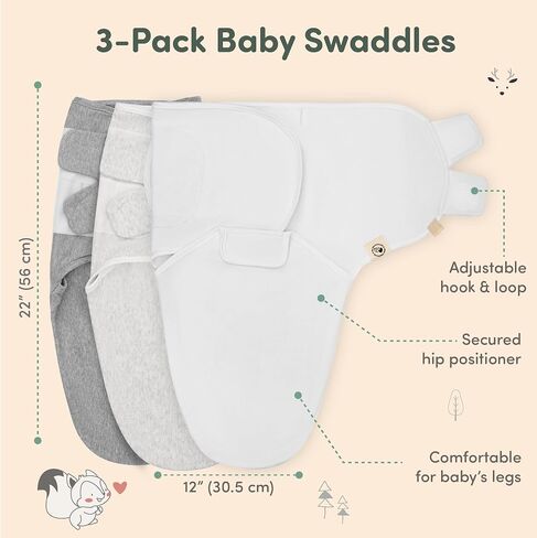 Sweety Fox 3-Pack Organic Baby Moaddle Sleep Sacks-القماشات للحديدين الجدد ، ورضيع 0-3 أشهر ، والبنات الصغيرة ، والبنين ، وأكياس النوم الوليدة الناعمة والحيوانية ، وبطانيات الحضانة ، وإغلاق Velcro (dagonfly) in Kuwait
