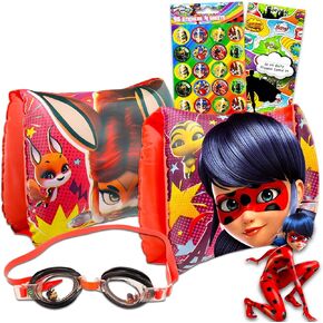 Miraculous Ladybug Pool Toys Set - Inflatable Arm Floaties, Goggles, Stickers & More