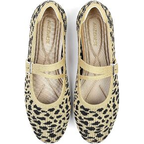 Mary Janes for Women Ballet Flats Comfortable Round Toe Knit Slip On Flats Adjustable Straps Casual Work Dress Flats Shoes