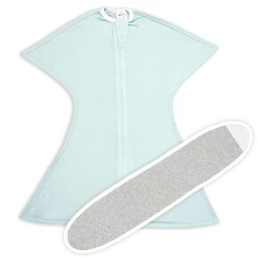 SleepingBaby Zipadee-Zip Transition Swaddle (Classic Mint, Medium for 6-12 Months) and Snuggle Strap (Grey, One Size) - Wearable Baby Blanket and Accessory for Easy Diaper Changes - Polyester, Spandex