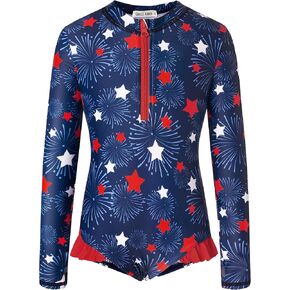 GRACE KARIN Girls One Piece Swimsuits Long Sleeve Bathing Suits Swimwear 5-14Y