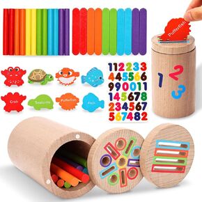 Montessori Toys for 1 2 3 Year Old - Wooden Color Sorting Toys for Toddlers 1-3, Fine Motor Skills Developmental Infants Sensory Matching Games, Educational STEM Gifts for 18 Month Old Boys Girls
