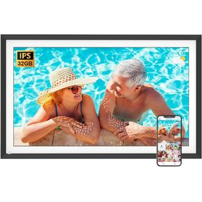 Large Digital Picture Frame 15.6" Digital Photo Frame - 32GB Dual-WiFi 1920 * 1080 IPS Display, Remote Control, Auto-Rotate, Motion Sensor, Easily Share Photos & Videos, Gifts for Grandma and Grandpa