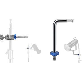 NEEWER UA045 3 Way Clamp with 4.1in/105mm 5/8" Baby Pin for 1"-1.4"/25-35mm Tube C Stand Boom Arm Grip Arm Photography Light Stand for LED Video Light Flash, UA046 5/8" Right Angle Grip Arm Included