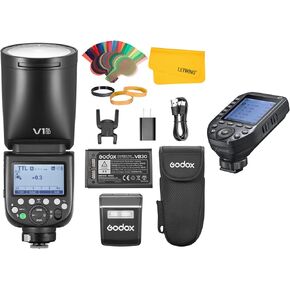 GODOX V1 Pro S V1Pro S Round Head Flash Speedlite for Sony, TTL 2.4G Wireless Sony Speedlight HSS 1/8000s, 2980mAh Li-ion Battery, Detachable Sub Flash Speedlite with Godox XProII-S Flash Trigger