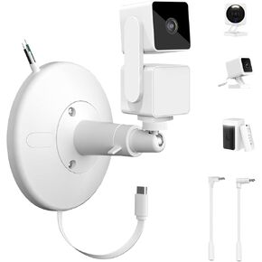 Charger Mount Kit for Wyze Cam v4/v3 / v3 Pro,Wyze Cam Pan v3/ v2, IP68 Waterproof Design for Outdoor Use, Continuous Power Supply with 360° Adjustable Angle for all-Around Monitoring(2-in-1 Mount)