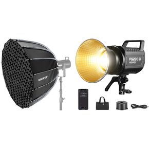 NEEWER FS230B LED Video Light 2.4G/APP Control, 230W Bi Color COB Silent Photography Continuous Output Lighting with NS120P 47"/120cm Parabolic Softbox Bowens Mount, Quick Setup with Diffusers