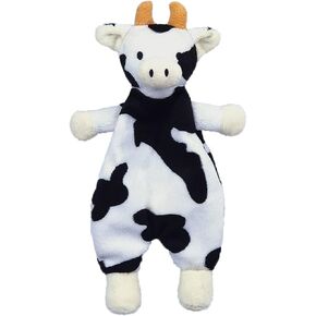 Baby Cow Soft Stuffed Animal Security Blanket, Plush Cow Character Lovey Blanket, Baby Shower/Nursery Gift, Newborn Infant Toddler Snuggle Blankie for Boys Girls, Orange Horns, 10 Inches
