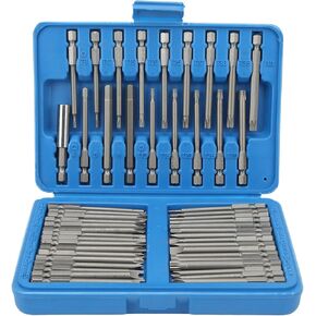Screwdriver Bit Set, Extra Long Security Bits, Square Star, Assorted Sizes, 50 Pieces for Maintenance