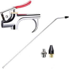 Air Compressor Blow Gun with 24" Extension Nozzle, 1/4" NPT Rubber and Metal Safey Tip Accessory Tool for Long Reach Cleaning, Dusting and Inflation