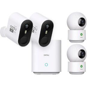 AOSU 3MP WirelessCam Pro System 2-Cam-Kit + 4MP Indoor Camera 2Pack (Indoor Camera Doesn't Connect to Pro's Homebase)