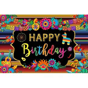 Yeele Mexican Fiesta Themed Birthday Backdrop Cinco De Mayo Party Backdrop Carnival Colorful Flowers Decorations Background Guitar Horse Baby Shower Cake Table Decor Banner Photo Booth 10x8ft