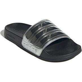 adidas Unisex Adilette Shower Slide Sandal, Black/Silver Metallic/Silver Metallic, 7 US Men