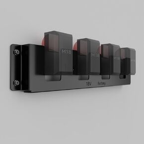 Metal Battery Holder for Milwaukee M18 & Dewalt 18V/20V,Durable Battery Wall Mount Rack for M18 18V Battery,Battery Storage with 4 Slots,Battery Mount Organizer for M18 18V,Black