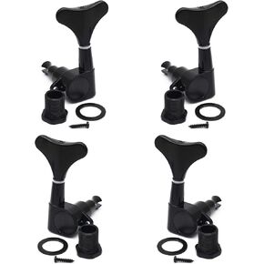 MAXCHEER Guitar Bass Tuners (2 Left + 2 Right) Bass Guitar Tuning Keys,1:24 Ratio Headstock Sealed Machine Head Replacement for Electric Jazz Bass or Precision Instruments,chrome