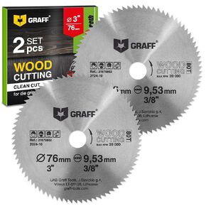 3 Inch Circular Saw Blade Set for Wood, Plywood, Laminate, Drywall, Plastic – 80T Wood Cutting Disc with 3/8 Inch Arbor from Graff