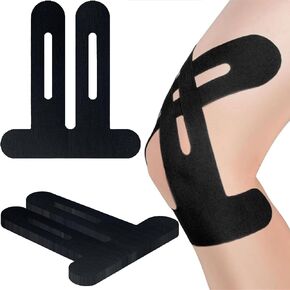 Precut Kinesiology Tape for Knees - 12 Count Elastic Kinesiology Tape Precut for Knees Waterproof & Breathable (Black)