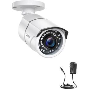 ZOSI 2MP 1080p Security Camera Outdoor (Hybrid 4-in-1 HD-CVI/TVI/AHD/960H Analog CVBS), 36PCS LEDs, 120ft IR Night Vision, 90° View Angle Surveillance CCTV Bullet Camera with Power Supply Adapter