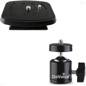 44mm Tripod Quick Release Plate for Amazon Basics 60-Inch, Velbon, Sony 360 Degree Aluminum Alloy Rotating Swivel Mini Tripod Ball Head with 1/4" Screw Thread Base Mount