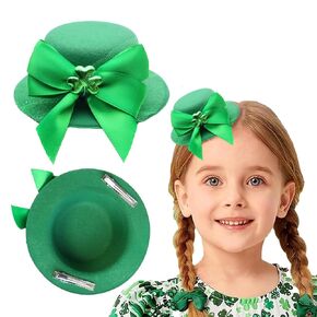 Leprechaun Top Hat Hair Bow Clips St Patricks Day Green Clover Alligator Shamrock Hair Bow Clips Irish Day Hair Accessories for Women Girls Gift