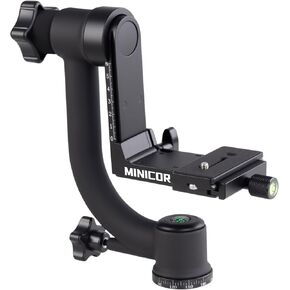 Professional Heavy Duty Metal 360 Degree Panoramic Gimbal Tripod Head with Standard 1/4'' Quick Release Plate and Bubble Level for DSLR Cameras up to 44.08lbs/20 kg