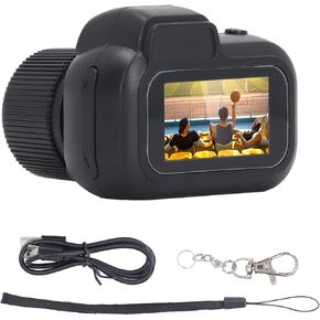 Mini Digital Camera, Point Shoot Compact Small LCD Screen Card Monoreflexes Shaped Portable Video Recorder Operate Keychain Memory Photography Vlogging Vintage Fotografica