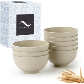 PYRMONT Wheat Straw Bowls 26 OZ Plastic Bowls Reusable, Unbreakable Soup Bowls, Bowl Set of 8, Cereal Bowl, Small Bowls for Kitchen, Dishwasher & Microwave Safe Bowls, BPA-Free