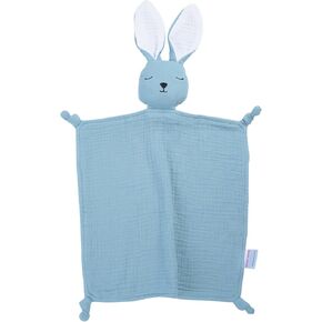 Organic Muslin Loveys for Babies，Lovies for Babies Boys and Girls，Security Blankets for Babies Snuggle Gift，Newborn Baby Gifts for Boys and Girls (Blue)