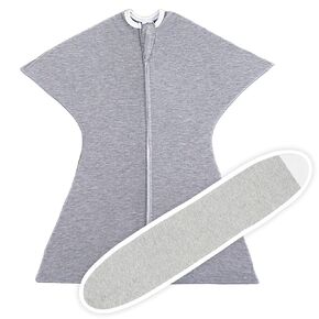 SleepingBaby Zipadee-Zip Transition Swaddle (Heather Grey, Small for 4-8 Months) and Snuggle Strap (Grey, One Size) - Wearable Baby Blanket and Accessory for Easy Diaper Changes - Polyester, Spandex