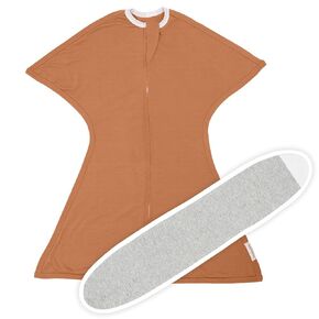 SleepingBaby Zipadee-Zip Transition Swaddle (Spice, Small for 4-8 Months) and Snuggle Strap (Grey, One Size) - Wearable Baby Blanket and Accessory for Easy Diaper Changes - Polyester, Spandex