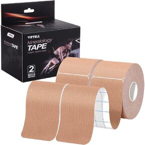 Kinesiology Tape (2 Rolls)，20 Count/Roll Elastic Premium Precut Strips Athletic Tape， Hypoallergenic Cotton Waterproof K Tape for Muscle Pain Relief and Joint Support(Black)