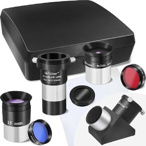 Alstar 8 Piece Telescope Accessory Kit - Bundle with - 1.25 inch 90 Degree Diagonal Mirror