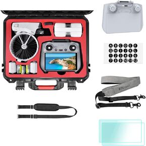 FPVtosky Hard Case Accessory Bundle Kit for DJI Flip Fly More Combo, Includes Flip Hard Case, RC 2 Sun Shade, Neck Lanyard Strap, Screen Protector * 2, Battery Stickers (5-in-1)