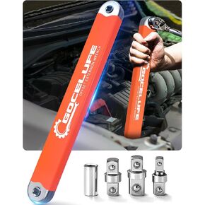 Offset Extension Wrench Impact - Tight Reach Wrench Set with Universal Square Drive Adapters (1/4", 3/8", 1/2") - Ideal for Tight Spaces - Unique Tool gifts for Mechanic Men Dad