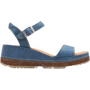 Clarks Women's Kassandra Lily Wedge Sandal, Blue Nubuck, 9.5 Wide, 26177296