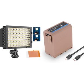 NEEWER 160 LED CN-160 Dimmable Ultra High Power Panel Digital Camera/Camcorder Video Light, LED Light Compatible with Canon Nikon Pentax, NP-F970 Replacement Battery 7800mAh Included