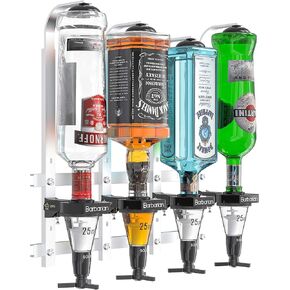 Barbarian Liquor Dispenser For Home Bar 3/4/6 Bottle Wall Mounted - Bar Butler Shot Measure Bracket Alcohol Wine Upside Down Drink Jigger Optics Man cave