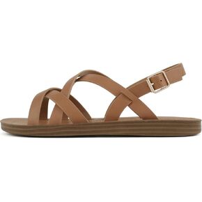 Soda WATCH ~ Women Casual Open Toe Gladiator Crisscross with Sling Back Buckle Fashion Slide Flat Sandal