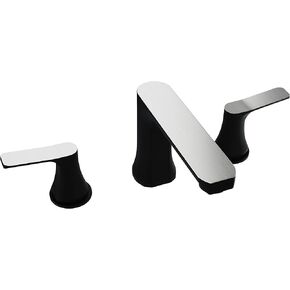 ANZZI Bathroom Faucet, Two Handle for Sink 3 Hole, Three Hole Bathroom Sink Faucet, RV Faucet, Two Tone 8in Widespread Faucet, Matte Black & Brushed Gold Faucet and Pop-up Drain (L-AZ902MB-BG)