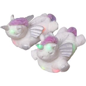 Millffy Women's Light Up Slippers Girl's Plush Footwarmer Slipper Glow in The Dark led Plush Slippers Home Shoes