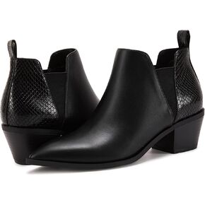 Minshluu Booties for Women Stacked Chunky Heel Ankle Boots Slip on Western Low Heel Chelsea Boots