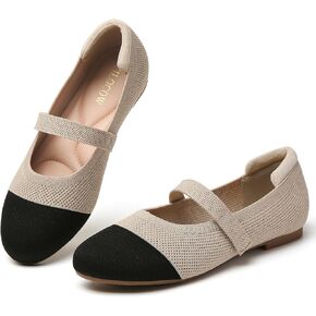 Tilocow Womens Ballet Flats Round Toe Knit Mary Jane Shoes Comfortable Dressy Flats for Women Casual Adjustable Strap Slip On Shoes