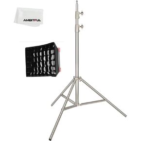 AMBITFUL 200cm 6.5FTStudio Stainless Steel Light Stand with LED Panel Softbox