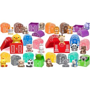 KMUYSL 20 PCS Farm & Safari Animals Toy مجموعة من 1-3 سنوات من الأطفال الصغار ، ولعب العد والفرز لتعلم ما قبل المدرسة
