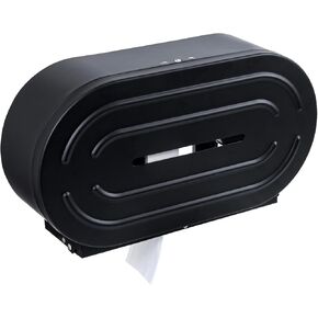 MyGift Set of 4 Professional Matte Black Stainless Steel Double Toilet Paper Roll Dispenser, Commercial Surface Mount Twin Jumbo Bathroom Tissue Holder with Lock and Key, Fits 9 Inch Rolls