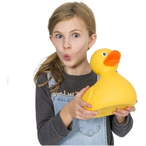 Jumbo Yellow Rubber Ducky (10.5") Makes Noise When Squeezed! Has Open Beak