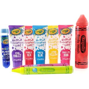Crayola Bath Time Bundle - 9 Items: Bubble Bath, Bathtub Fingerpaint Soap, Jumbo Wash Pens, and Body Wash