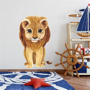 Cute Lion Cub Wall Stickers, sacinora Cartoon Animal Wall Decals Removable Vinyl Peel and Stick for Kids Baby Children's Room Living Room Bedroom Bathroom Nursery Art Decorations