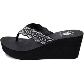 Yellow Box Women's Winny Wedge Sandal, Round Toe, Medium-High 2.75 Inch Heel, 1 Inch Platform Comfortable Flip-Flop